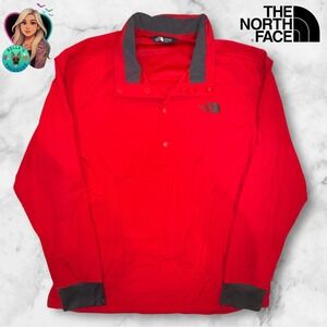 The North Face Jacket Men's XL Red Black Cedar Trail Grid 1/4 Snap Pullover Top